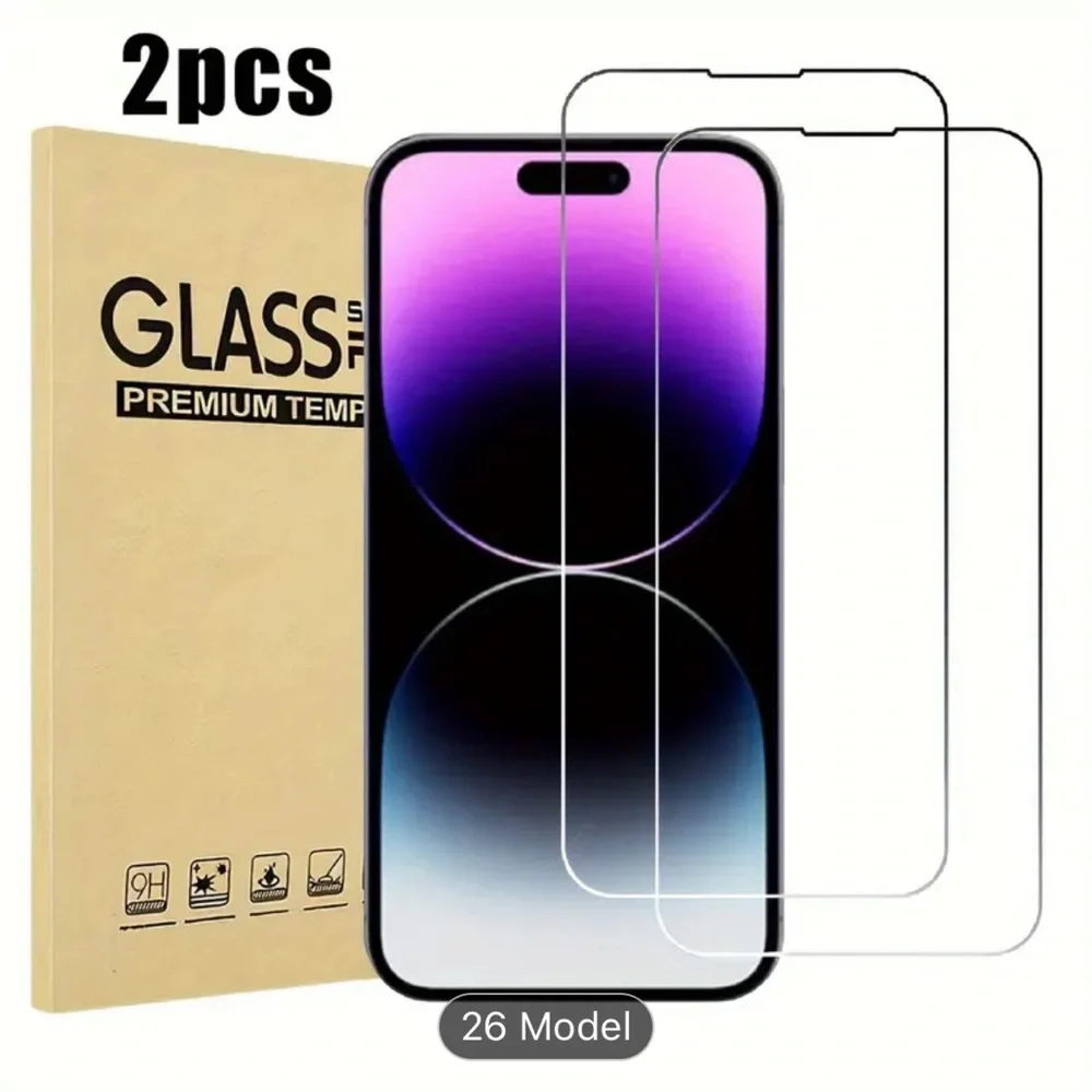 2 pieces Premium Tempered Glass Screen Protector for Iphone 15 Pro - Clear
